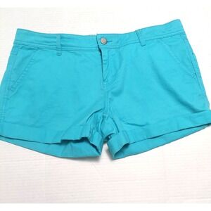 Aeropostale Womens 12 Aqua Midi Short Cuffed Zipper Button Pockets Stretch "NEW"
